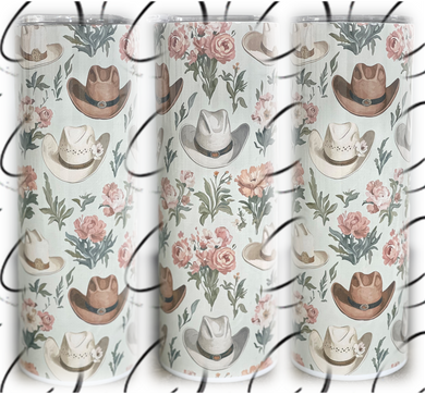 Cowgirl Hats Floral 20oz Skinny Tumbler