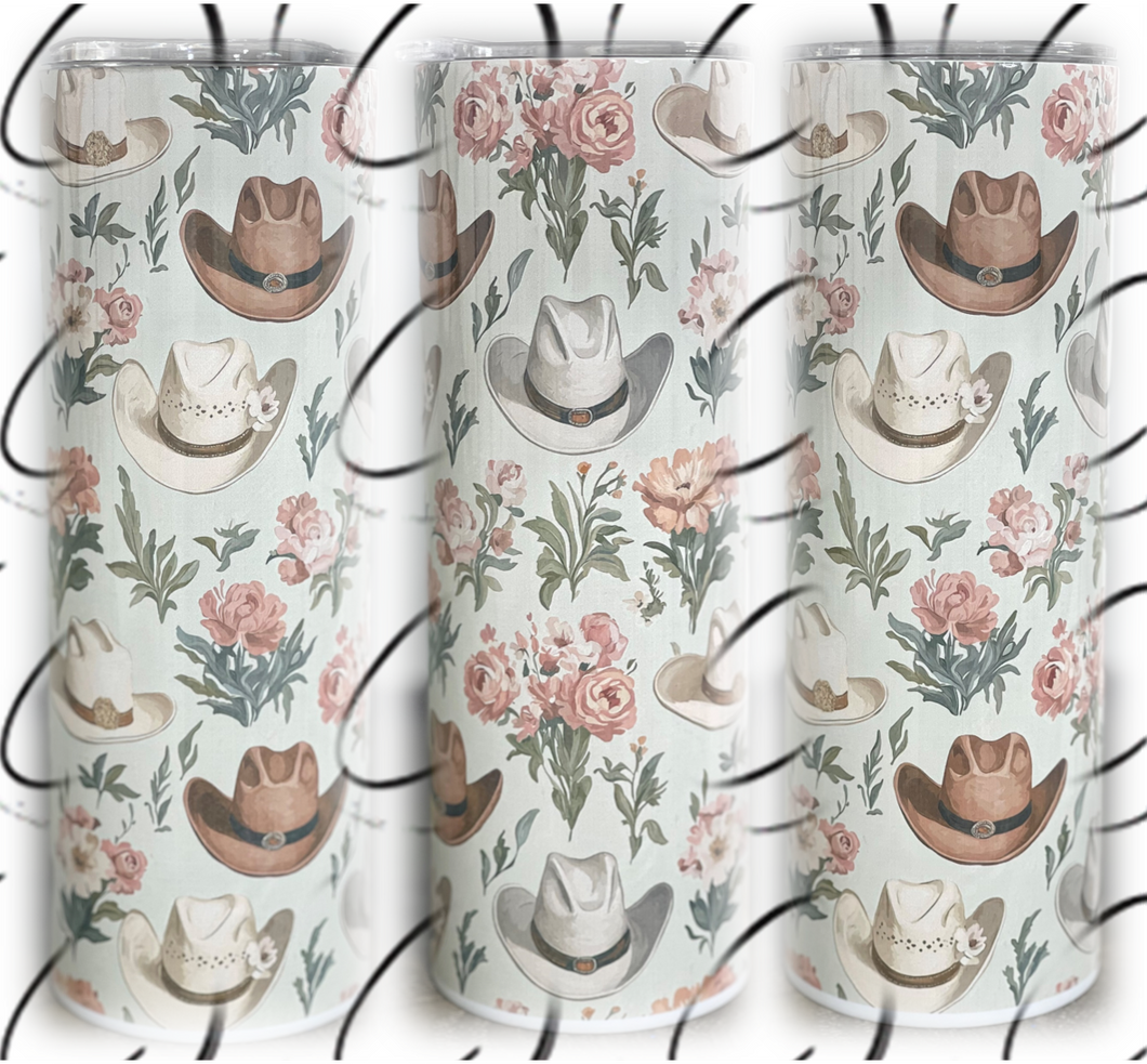 Cowgirl Hats Floral 20oz Skinny Tumbler