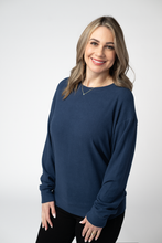 Load image into Gallery viewer, Corrine Ribbed Pullover Top - Navy