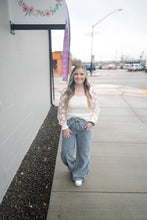 Load image into Gallery viewer, Ivory Bloom Sheer Sleeve Sweater