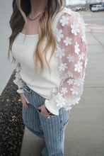 Load image into Gallery viewer, Ivory Bloom Sheer Sleeve Sweater