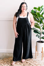 Load image into Gallery viewer, Shirring Detail Overalls In Black