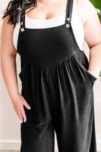 Load image into Gallery viewer, Shirring Detail Overalls In Black