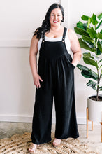 Load image into Gallery viewer, Shirring Detail Overalls In Black