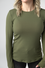 Load image into Gallery viewer, Reese Ribbed Long Sleeve Top - Olive