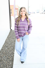 Load image into Gallery viewer, Maddie Striped Hoodie - Purple