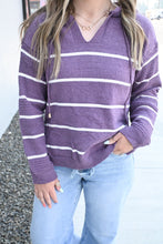 Load image into Gallery viewer, Maddie Striped Hoodie - Purple