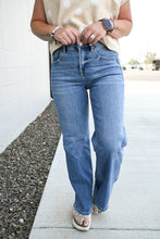 Load image into Gallery viewer, RISEN Tummy Control High Rise Ankle Straight Crease Line- MEDIUM WASH