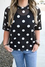 Load image into Gallery viewer, Emma Mesh Tee- After Dark Polka Dot