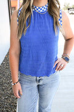 Load image into Gallery viewer, Checkmate Ribbed Tank- Blue