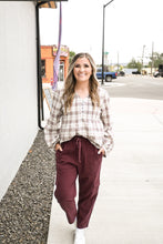 Load image into Gallery viewer, Cozy Season Crinkle Plaid Top