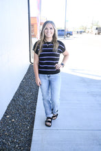 Load image into Gallery viewer, Striped Sweater Top - Black and Purple
