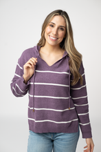 Load image into Gallery viewer, Maddie Striped Hoodie - Purple