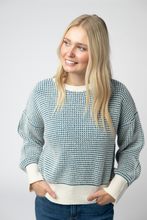 Load image into Gallery viewer, Charlotte Sweater - Teal and Ivory