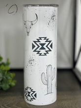 Load image into Gallery viewer, Desert Aztec Bull Skull 20oz Skinny Tumbler