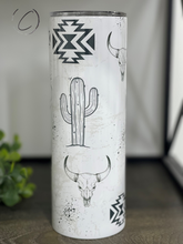 Load image into Gallery viewer, Desert Aztec Bull Skull 20oz Skinny Tumbler