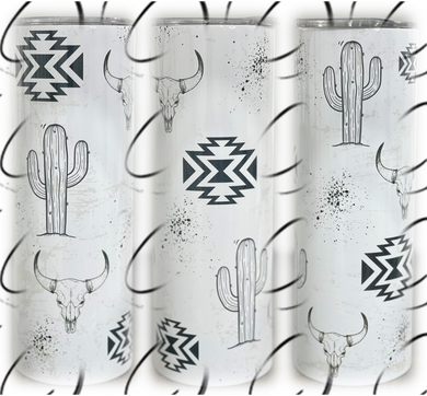 Desert Aztec Bull Skull 20oz Skinny Tumbler