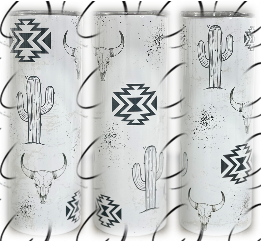 Desert Aztec Bull Skull 20oz Skinny Tumbler