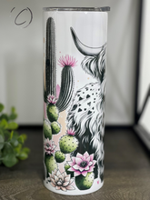 Load image into Gallery viewer, Desert Highland Cow 20oz Skinny Tumbler