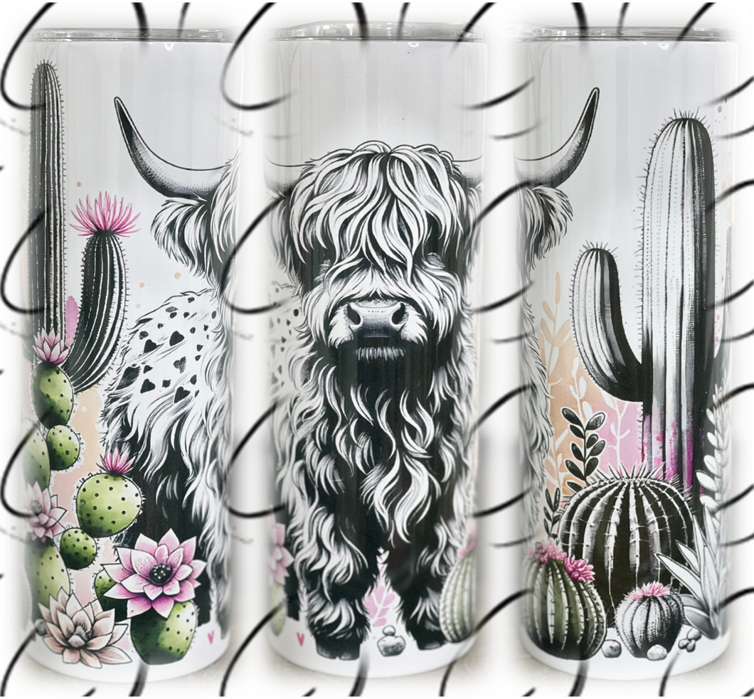 Desert Highland Cow 20oz Skinny Tumbler