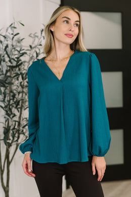Desk to Dinner V-Neck Balloon Sleeve Blouse
