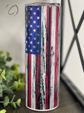 Load image into Gallery viewer, Distressed American Flag 20oz Skinny Tumbler