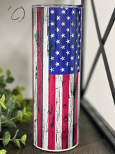 Load image into Gallery viewer, Distressed American Flag 20oz Skinny Tumbler