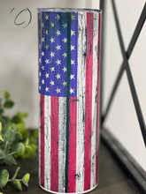 Load image into Gallery viewer, Distressed American Flag 20oz Skinny Tumbler