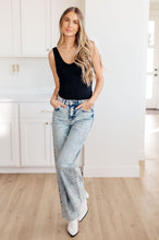 Load image into Gallery viewer, High Waist Mineral Wash Raw Hem Wide Leg Judy Blue Jeans