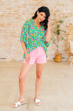Load image into Gallery viewer, Dreamer Peplum Top in Emerald and Pink Floral