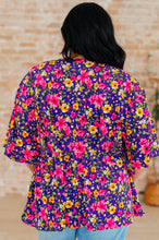 Load image into Gallery viewer, Dreamer Peplum Top in Purple and Pink Floral