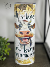 Load image into Gallery viewer, Everything Is Fine Cow 20oz Skinny Tumbler
