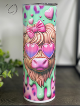 Load image into Gallery viewer, Groovy Love Highland Cow 20oz Skinny Tumbler