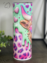 Load image into Gallery viewer, Groovy Love Highland Cow 20oz Skinny Tumbler