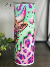 Load image into Gallery viewer, Groovy Love Highland Cow 20oz Skinny Tumbler