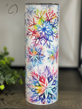Load image into Gallery viewer, Groovy Snowflakes 20oz Skinny Tumbler