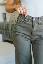 Load image into Gallery viewer, High Rise Control Top Wide Leg Crop Judy Blue Jeans in Olive
