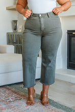 Load image into Gallery viewer, High Rise Control Top Wide Leg Crop Judy Blue Jeans in Olive