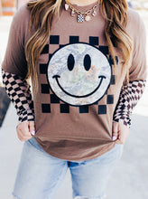 Load image into Gallery viewer, Camo Checkered Smiley Graphic Tee