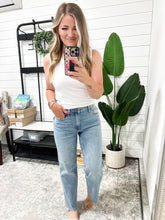 Load image into Gallery viewer, Dawn Mid Rise Ankle Straight Judy Blue Jeans w Bandana Loop