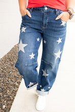 Load image into Gallery viewer, RISEN Mid Rise Ankle Length Relaxed Barrel Star Printed