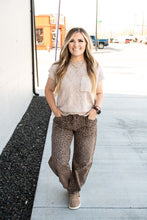 Load image into Gallery viewer, RISEN Leopard Slouchy Crop Barrel Waistband Drawstring Eyelet