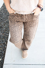 Load image into Gallery viewer, RISEN Leopard Slouchy Crop Barrel Waistband Drawstring Eyelet