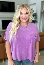 Load image into Gallery viewer, Mineral Wash Ribbed Round Neck Top in Bright Violet