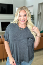 Load image into Gallery viewer, Mineral Wash Ribbed Round Neck Top in Ash Black