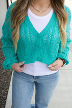 Load image into Gallery viewer, Callie Cropped Cardigan - Aqua