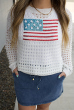 Load image into Gallery viewer, USA Sequin Flag Open Knit Pullover