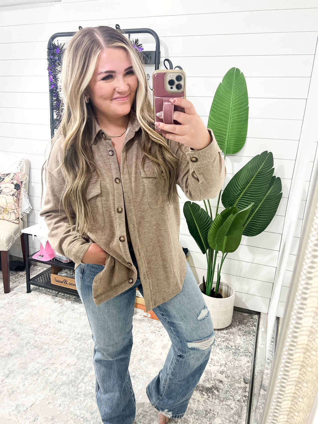 Fleece Shirket in Mocha