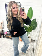 Load image into Gallery viewer, Kacey Ribbed Hoodie- Black