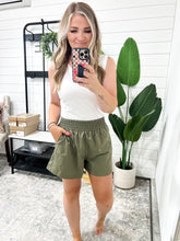 Load image into Gallery viewer, Rile Me Up High Waisted Shorts in Dusty Olive